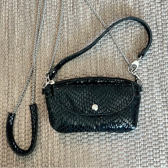 Sorial New York Black Embossed Snake Mini crossbody Bag - Picture 1 of 12